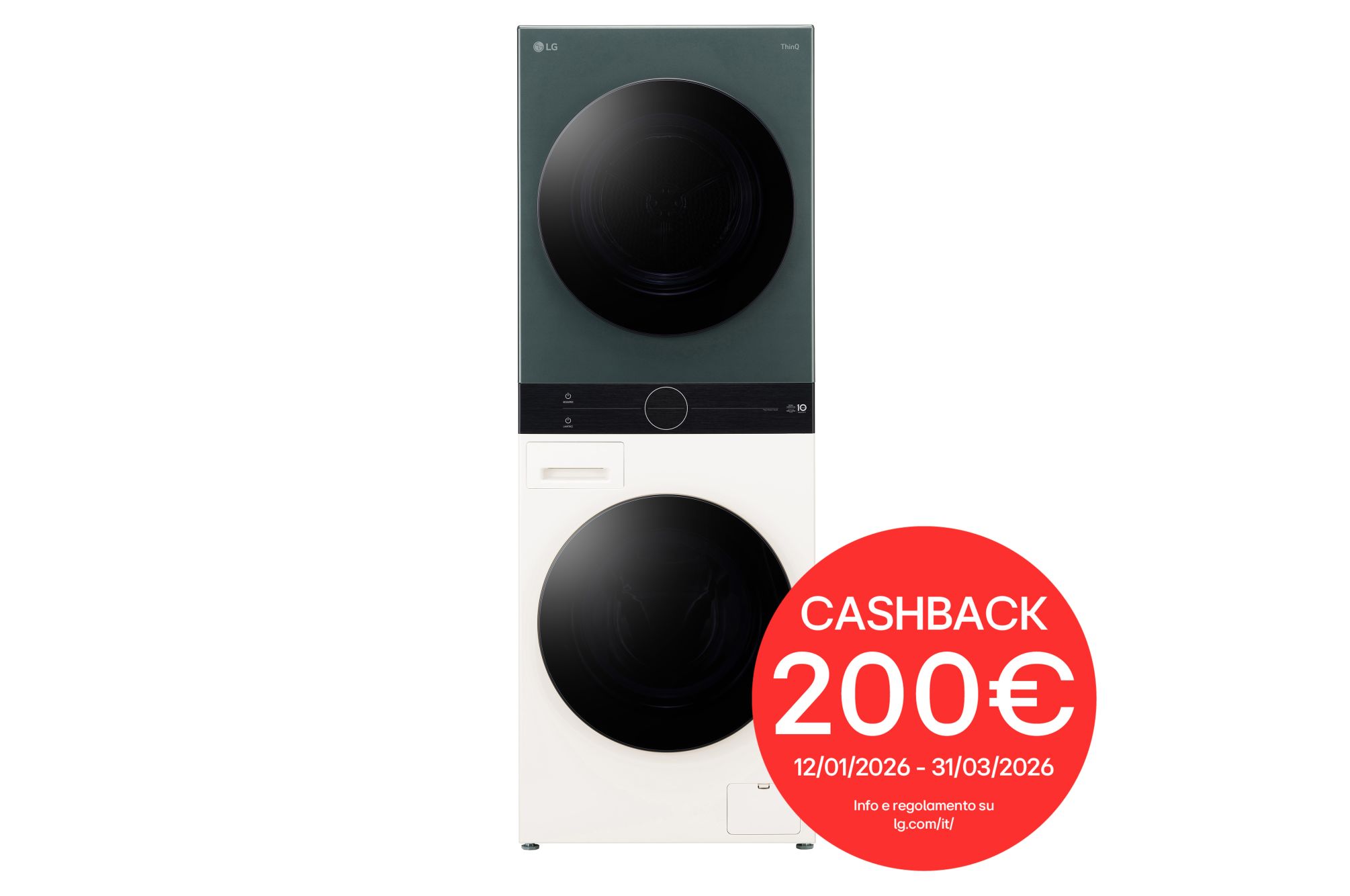 Foto frontale colonna bucato WT1210EGF con cashback